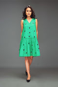 Load image into Gallery viewer, Green Sleeveless V-Neck Dress