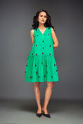 Load image into Gallery viewer, Green Sleeveless V-Neck Dress