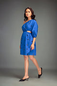 Load image into Gallery viewer, Blue One-Shoulder Mini Dress with Cutout Detail
