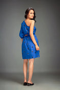 Load image into Gallery viewer, Blue One-Shoulder Mini Dress with Cutout Detail