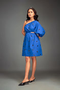 Load image into Gallery viewer, Blue One-Shoulder Mini Dress with Cutout Detail