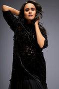 Load image into Gallery viewer, Floral-Cut Shift Dress with Sheer Hemline
