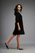 Load image into Gallery viewer, Floral-Cut Shift Dress with Sheer Hemline