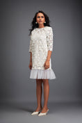 Load image into Gallery viewer, Floral-Cut Shift Dress with Sheer Hemline