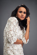 Load image into Gallery viewer, Floral-Cut Shift Dress with Sheer Hemline