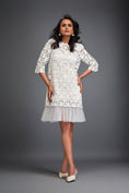 Load image into Gallery viewer, Floral-Cut Shift Dress with Sheer Hemline