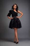 Load image into Gallery viewer, One-Shoulder Tulle Dress with 3D Embellishments