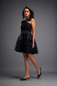 Load image into Gallery viewer, One-Shoulder Tulle Dress with 3D Embellishments