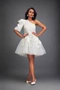 Load image into Gallery viewer, One-Shoulder Tulle Dress with 3D Embellishments