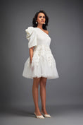 Load image into Gallery viewer, One-Shoulder Tulle Dress with 3D Embellishments