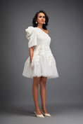 Load image into Gallery viewer, One-Shoulder Tulle Dress with 3D Embellishments