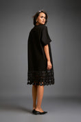 Load image into Gallery viewer, Black Shift Dress with Circular Cutout Hem
