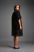 Load image into Gallery viewer, Black Shift Dress with Circular Cutout Hem