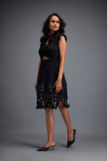 Load image into Gallery viewer, Black Drop Shoulder Dress with Flared Skirt