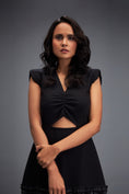 Load image into Gallery viewer, Black Drop Shoulder Dress with Flared Skirt