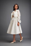 Load image into Gallery viewer, Cropped Jacket and 3D Textured A-Line Skirt Ensemble