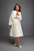 Load image into Gallery viewer, Cropped Jacket and 3D Textured A-Line Skirt Ensemble