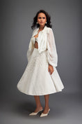 Load image into Gallery viewer, Cropped Bomber Jacket with Sheer Organza Sleeves