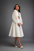 Load image into Gallery viewer, Cropped Bomber Jacket with Sheer Organza Sleeves