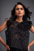 Load image into Gallery viewer, Geometric Cutout Crop Top with Floral Shoulder and Pants