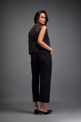 Load image into Gallery viewer, Geometric Cutout Crop Top with Floral Shoulder and Pants