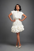 Load image into Gallery viewer, Ruffled Skirt and Structured Blouse with Floral Embroidery