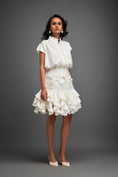 Load image into Gallery viewer, Ruffled Skirt and Structured Blouse with Floral Embroidery