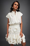 Load image into Gallery viewer, Ruffled Skirt and Structured Blouse with Floral Embroidery