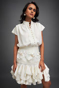 Load image into Gallery viewer, Ruffled Skirt and Structured Blouse with Floral Embroidery