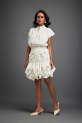 Load image into Gallery viewer, Ruffled Skirt and Structured Blouse with Floral Embroidery