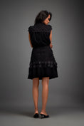Load image into Gallery viewer, Black Sleeveless Buttoned Top & Appliqué Skirt