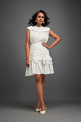 Load image into Gallery viewer, White Sleeveless Buttoned Top & Appliqué Skirt