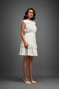 Load image into Gallery viewer, White Sleeveless Buttoned Top & Appliqué Skirt