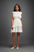 Load image into Gallery viewer, White Sleeveless Buttoned Top & Appliqué Skirt