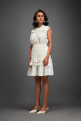 Load image into Gallery viewer, White Sleeveless Buttoned Top & Appliqué Skirt