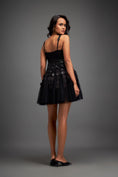 Load image into Gallery viewer, Black Mini Dress with Flared Tulle Skirt