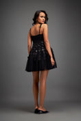 Load image into Gallery viewer, Black Mini Dress with Flared Tulle Skirt