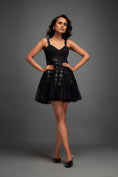 Load image into Gallery viewer, Black Mini Dress with Flared Tulle Skirt