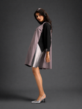 Load image into Gallery viewer, Colourblock Tunic Dress In Ash Pink And Black With Metallic Silver Side Panels