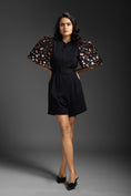 Load image into Gallery viewer, Black Playsuit With Neon Metallic Sleeve Detail And Belt