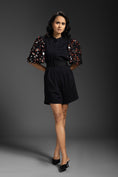Load image into Gallery viewer, Black Playsuit With Neon Metallic Sleeve Detail And Belt