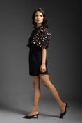 Load image into Gallery viewer, Black Playsuit With Neon Metallic Sleeve Detail And Belt