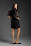 Load image into Gallery viewer, Black Playsuit With Neon Metallic Sleeve Detail And Belt