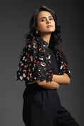 Load image into Gallery viewer, Black Playsuit With Neon Metallic Sleeve Detail And Belt