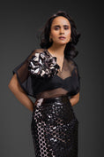 Load image into Gallery viewer, Black Sheer Top With Gunmetal Skirt