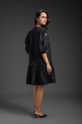 Load image into Gallery viewer, Black Cotton Dress With Neon Metallic Detailing