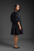 Load image into Gallery viewer, Black Cotton Dress With Neon Metallic Detailing