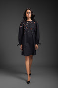 Load image into Gallery viewer, Black Cotton Dress With Neon Metallic Detailing