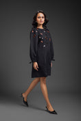Load image into Gallery viewer, Black Cotton Dress With Neon Metallic Detailing