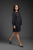 Load image into Gallery viewer, Black Cotton Dress With Neon Metallic Detailing
